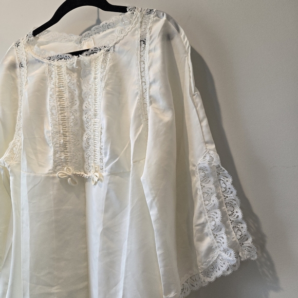 Vintage Barbizon Women's Silk Blend & Lace Negligee Nightgown Sheer Robe Small - Picture 15 of 16